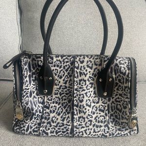 B. Makowsky leopard print satchel with side zip and slip pockets